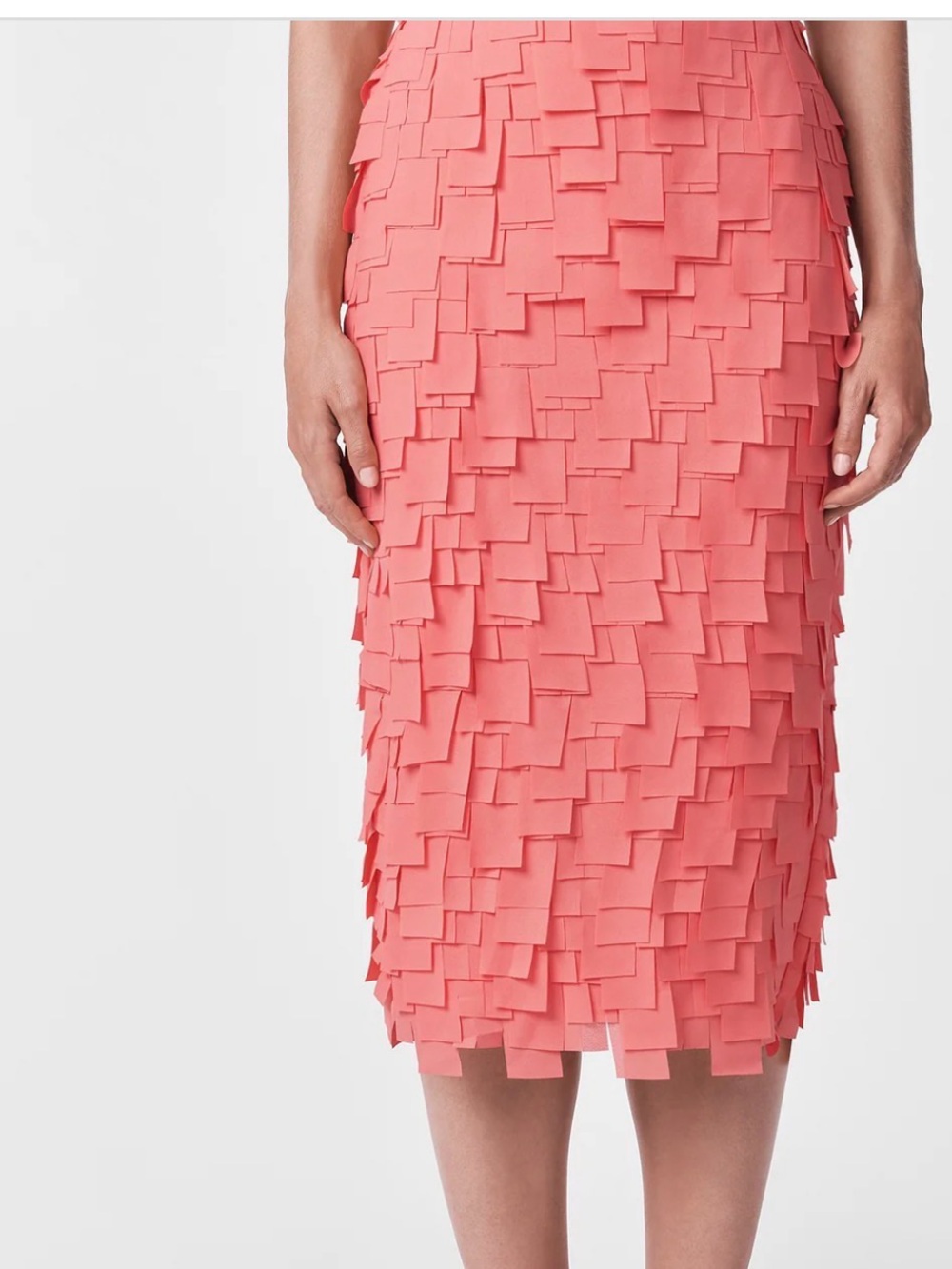 Trina Turk Coral-Pink Layered Square Midi Skirt